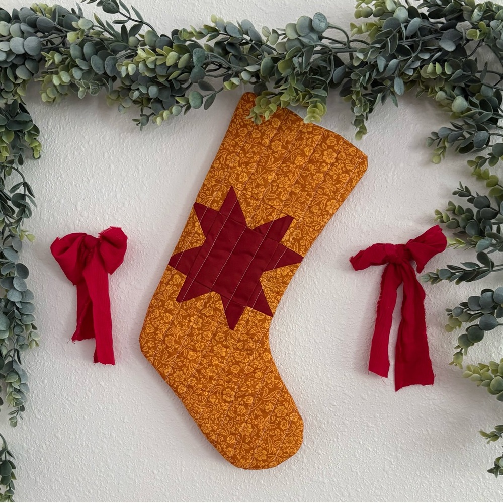 Festive Orange and Red Holiday Stocking